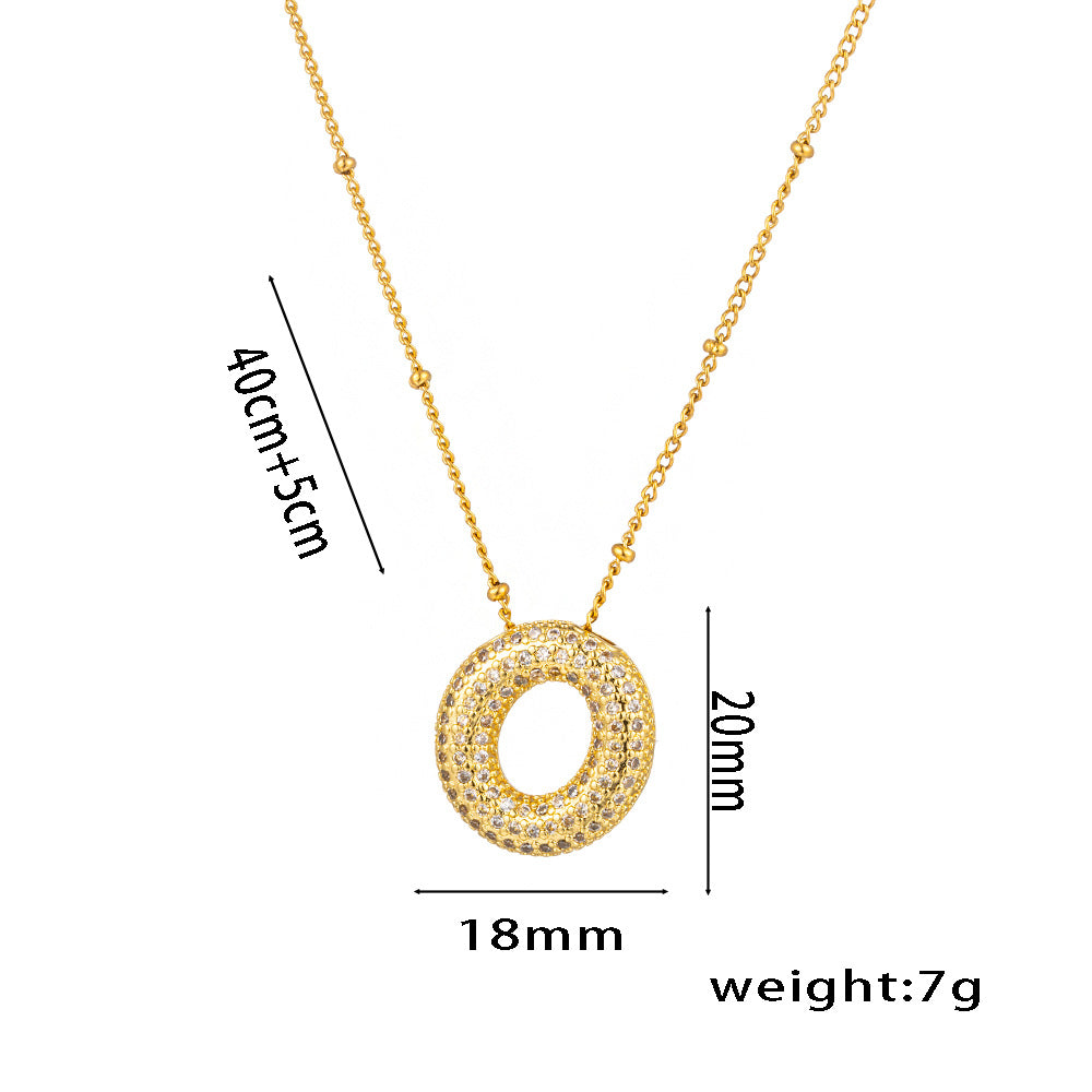 New European and American Micro-inlaid Zircon 26-letter Pendant Necklace Copper-plated 18K Gold Fashion Versatile Classic Jewelry