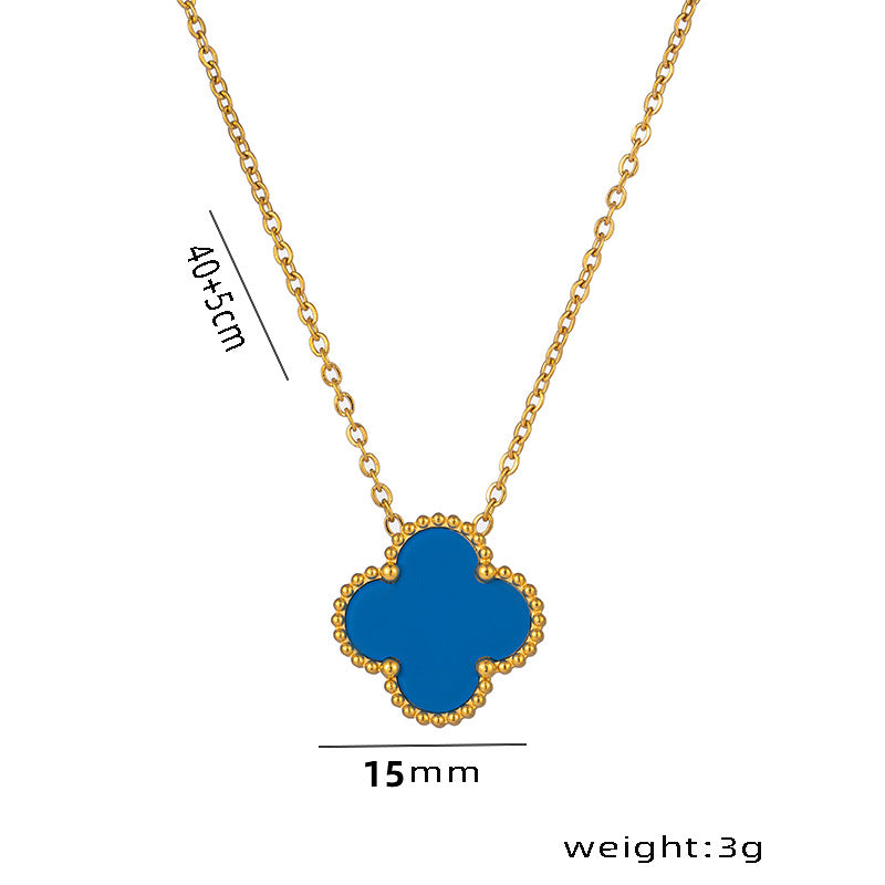 Non-fading High-quality Jewelry Double-sided Four-leaf Clover Necklace Women's Live Broadcast Hot-selling Titanium Steel Collarbone Chain Wholesale