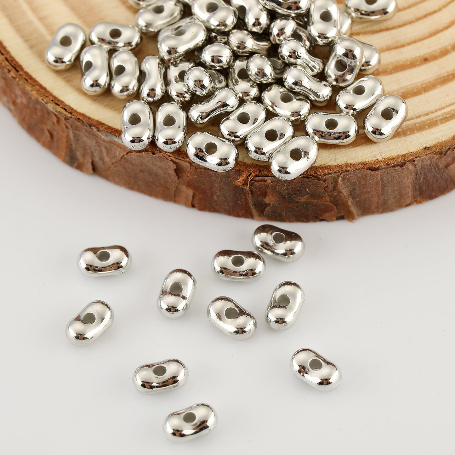Acrylic Peanut Bead Separator DIY Bracelet Necklace Positioning Bead Accessories, Gold Silver Loose Beads