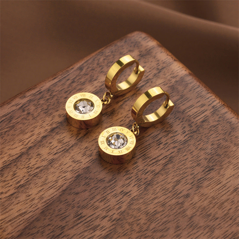 Fashion Titanium Steel Does Not Fade Short Ear Buckle Simple Geometric Rose Gold Earrings Stud Earrings