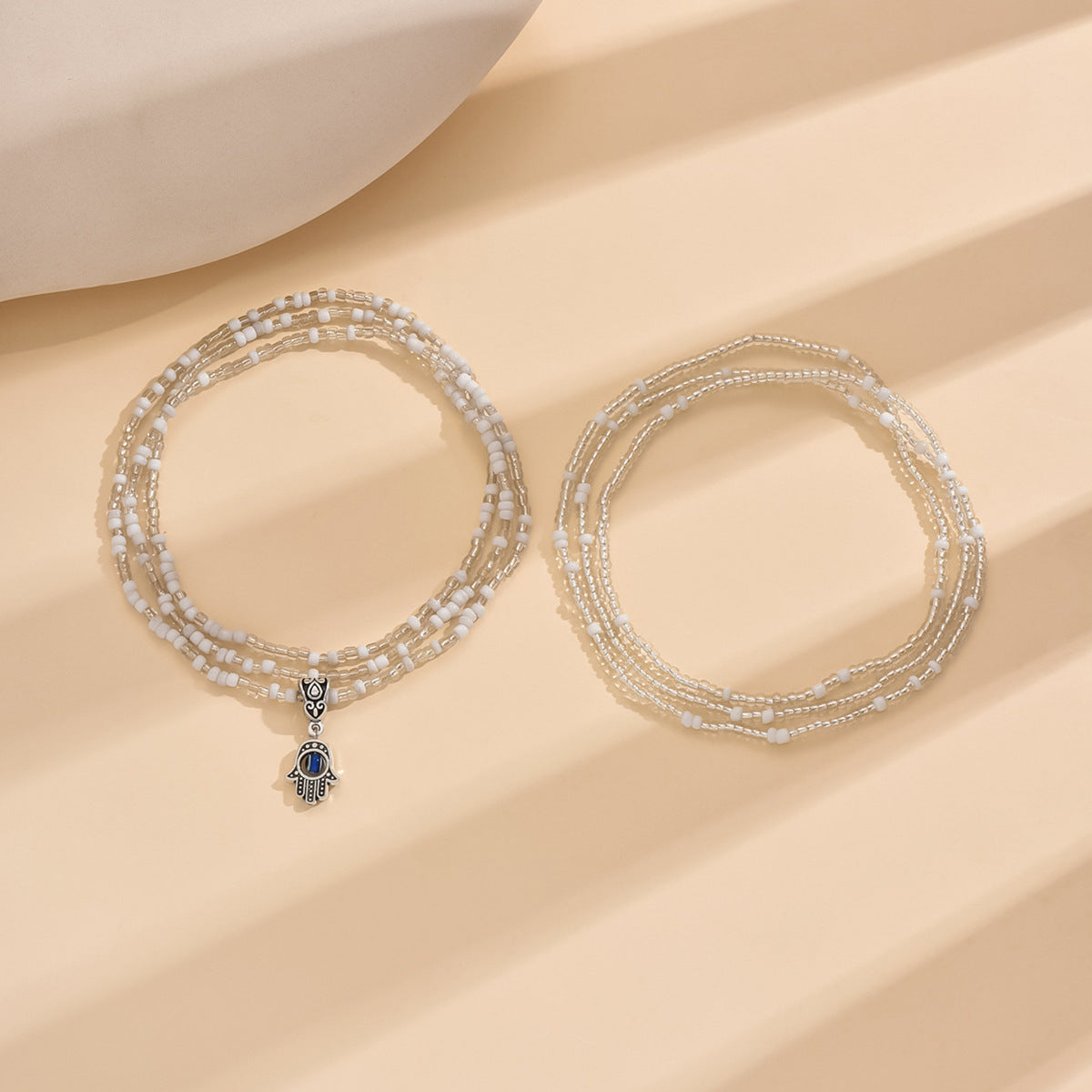 European and American Jewelry Summer Versatile Small Hand Rice Bead Anklet Creative Bracelet Multi-purpose Beach Trend Two-piece Set