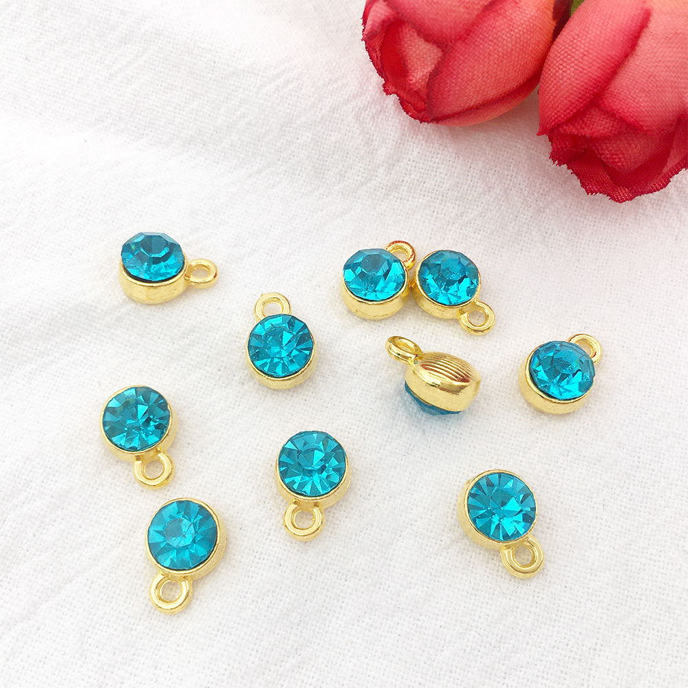 Alloy Diamond Twelve Birthday Stone Small Pendant Star Stone Lucky Stone Birthday Stone DIY Pendant 7mm Jewelry Accessories