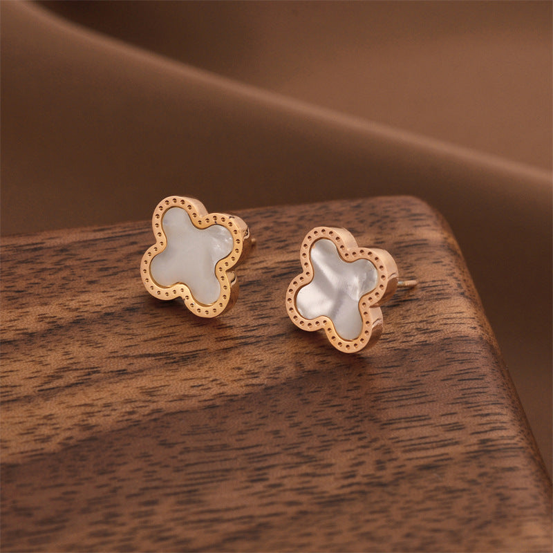 Fashion Titanium Steel Does Not Fade Short Ear Buckle Simple Geometric Rose Gold Earrings Stud Earrings
