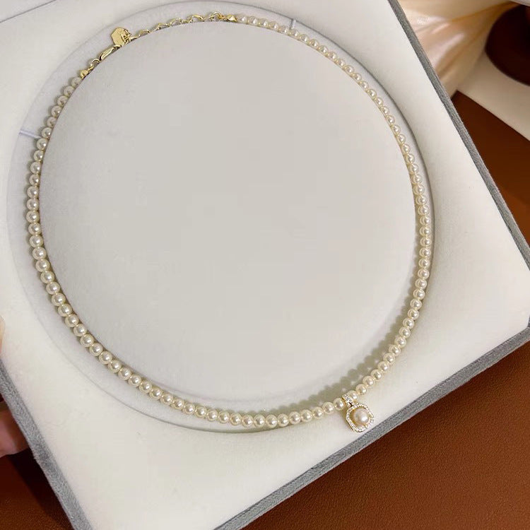 Pearl Necklace Female Summer Niche Design High-end Millet Bead Neck Chain Explosive Collarbone Chain