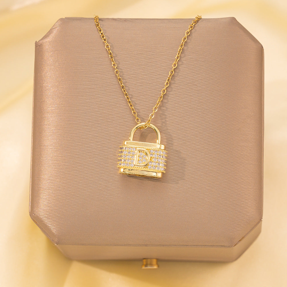 Copper Pendant Titanium Steel Necklace for Women Slightly Inlaid Zircon Pendant Girl Necklace