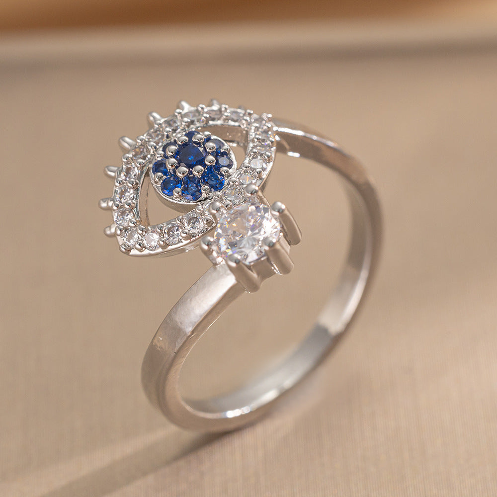 Devil's Eye Ring Niche Premium Light Luxury Zircon Ring Personality Simple Premium Ring