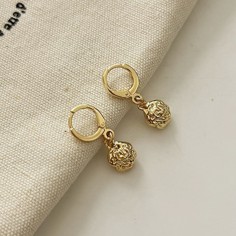 Retro Hong Kong Style Temperament Stud Earrings Female Explosion Internet Celebrity Niche High Sense Gold Earrings