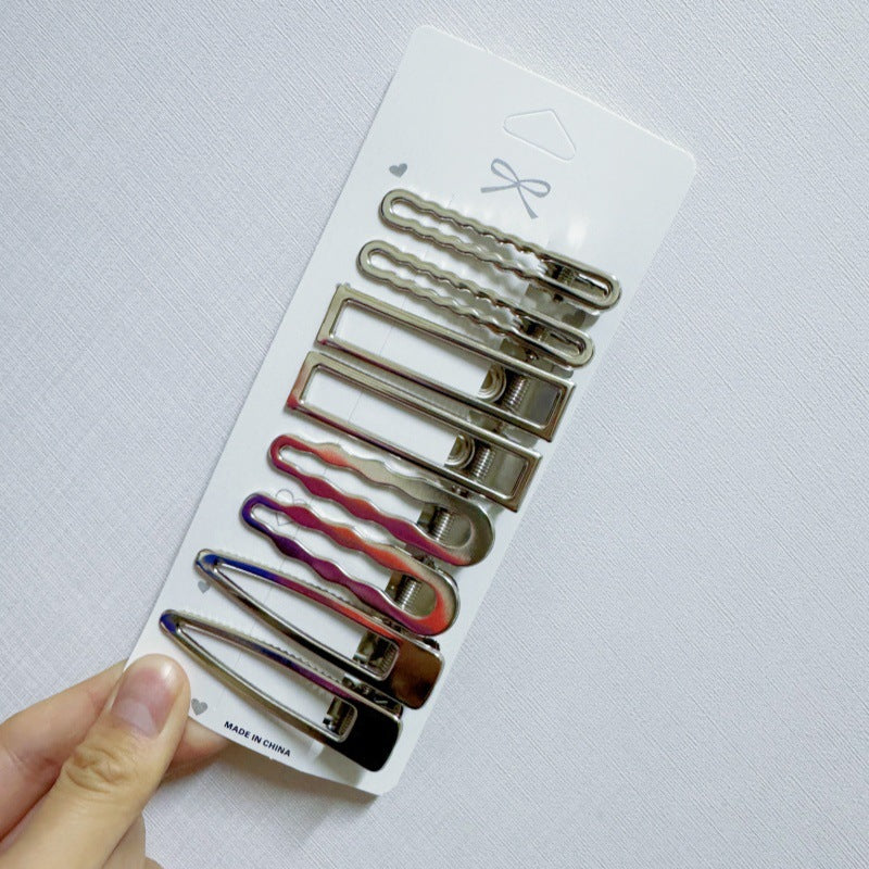 Metal Hairpin Side Broken Hair Bangs Hairpin Spice Girl Hair Accessories Silver Bangs Clip Set Internet Celebrity Side Clip One-word Clip
