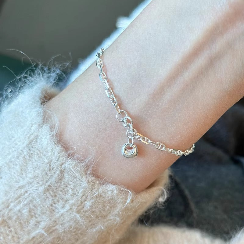 Korean Silver Tuo Tuo Pig Nose Bracelet Women's 925 Silver High-end Versatile Niche Design Simple Bracelet Jewelry