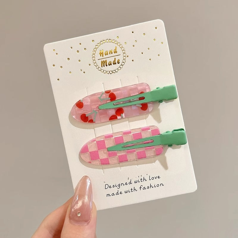 Black and White Checkerboard Hairpin Seamless Hairpin Broken Hair Bangs Side Clip Female Korean Duck Bill Clip One-word Clip