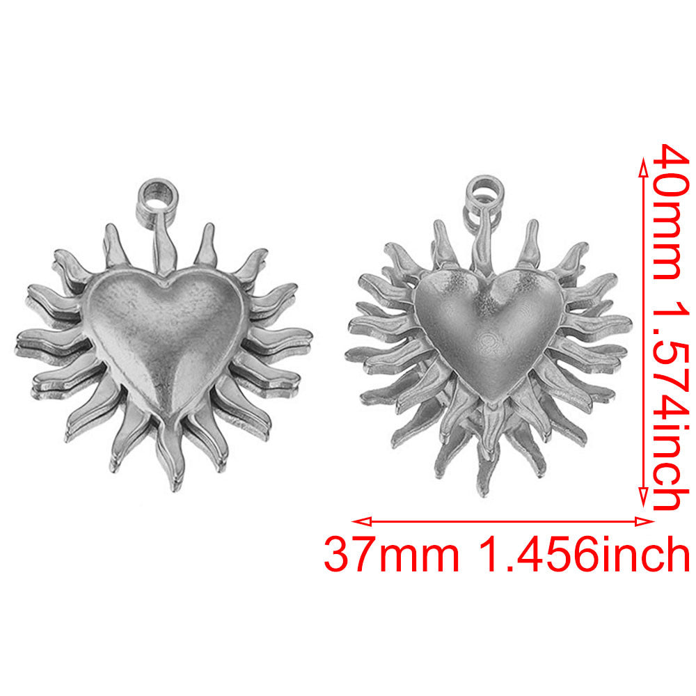 Vintage European and American Stainless Steel Smiley Face Sun and Moon Pendant, Titanium Steel DIY Pendant Necklace Handmade Accessories