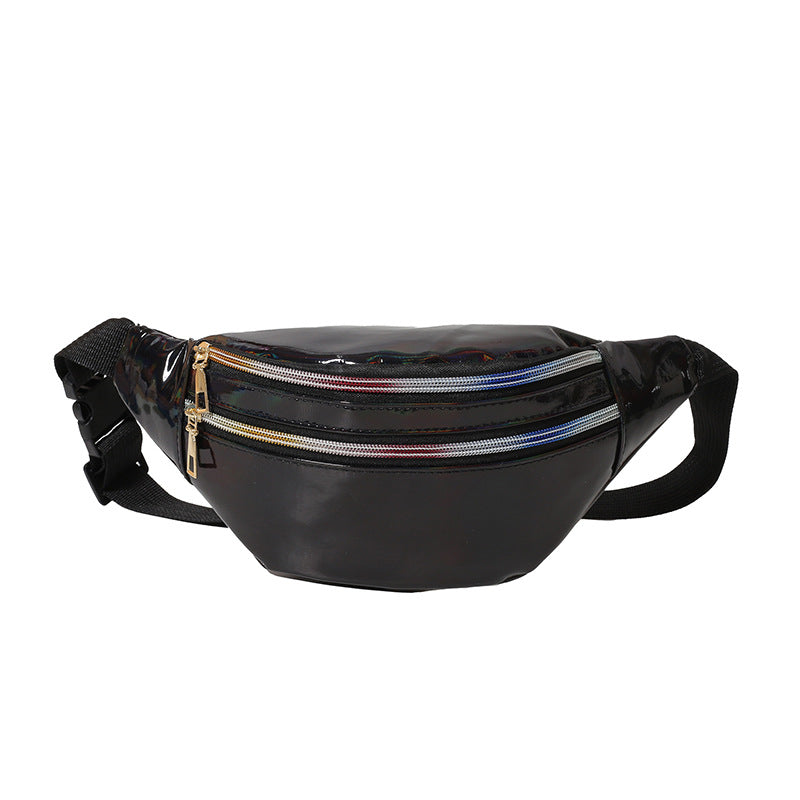New Summer Men and Women Laser Fanny Pack Outdoor Glossy Sports Breast Bag Multi-functional Messenger Bag