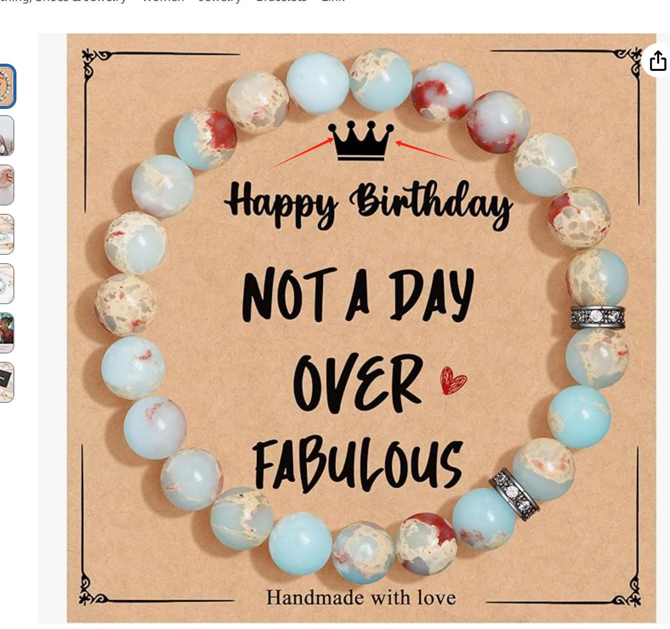 Mom Mother's Day Gift Bracelet Pink Zebra Emperor Stone Foot Pendant Elastic Rope Bracelet Jewelry