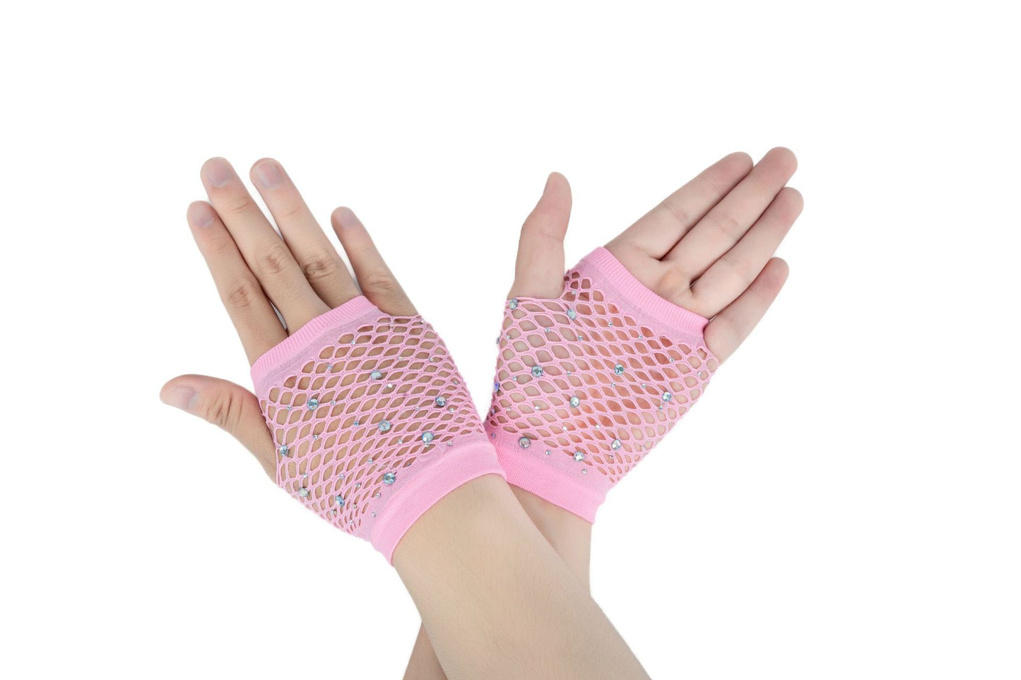European and American Fashion Flash Diamond Short Sex Fishing Net Gloves Party Punk Decorative Half-finger Gloves Wholesale