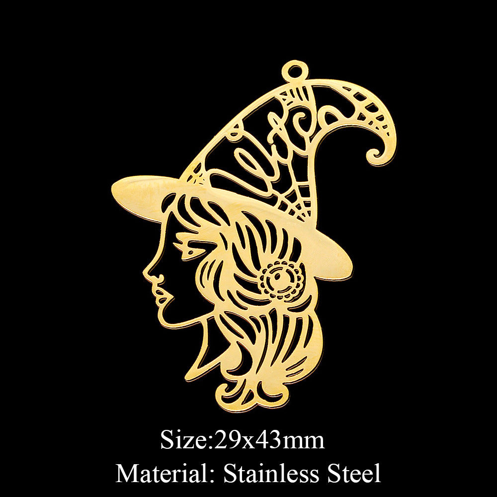 5 Pcs/bag Eye Fairy Face Pendant Geometric DIY Stainless Steel Jewelry Accessories Necklace Pendant