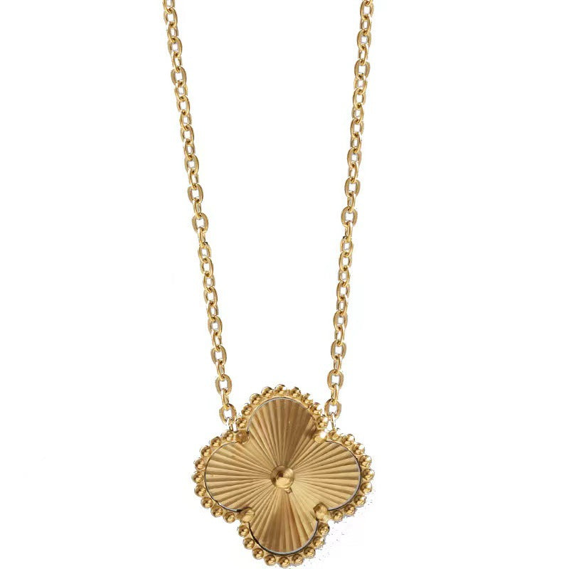 Fashion Temperament Four-leaf Flower Collarbone Chain Set Female New Trendy Internet Celebrity Design Necklace Personalized Neck Chain