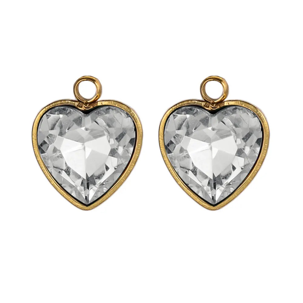 Stainless Steel Love Glass Pendant 18K Vacuum Plated Gold Pendant DIY Necklace Earrings Jewelry Accessories