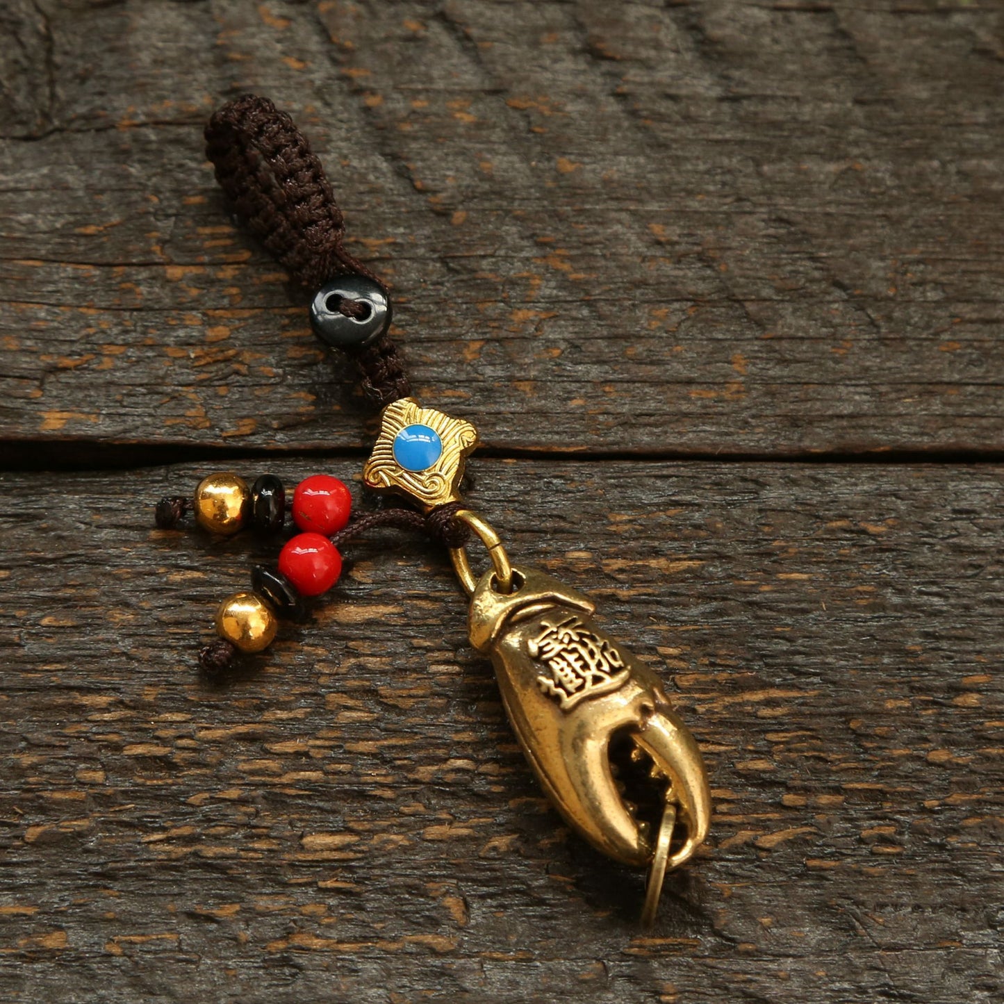 There Is Money in Hand To Attract Wealth and Treasure, Brass Crab Claws, Five Emperors Money, Keychain Pendant, Men's and Women's Keys, Bag Pendant.