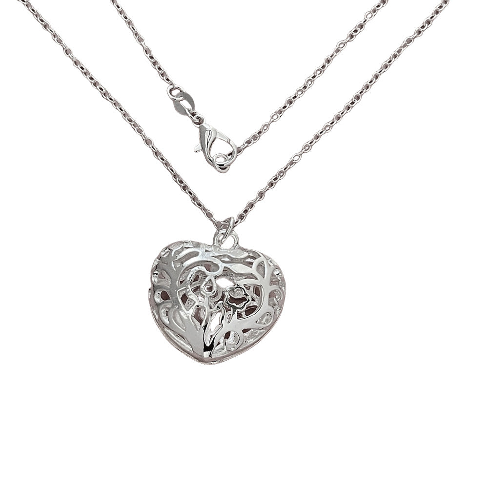 925 Silver 46CM Net Heart Necklace Korean Version Hot Sale Spot Supply Necklace Wholesale