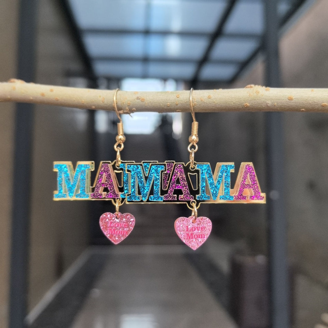 Mother's Day Splicing Acrylic MOM MAMA Letter Love Earrings Holiday Gift Earrings