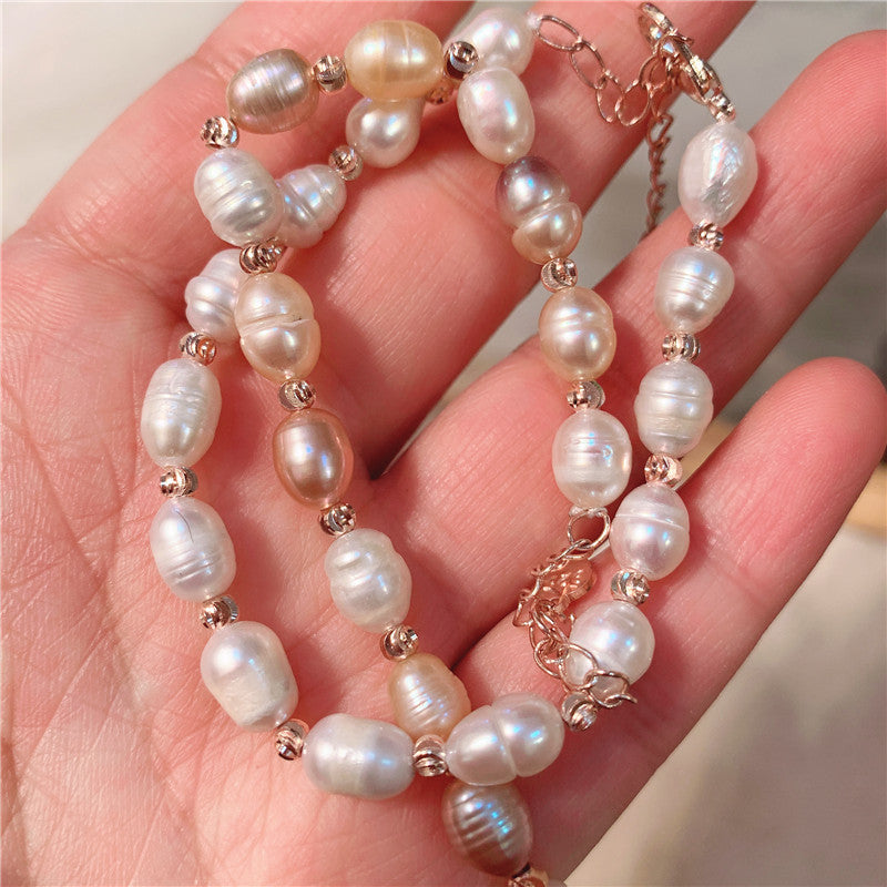 Baroque Natural Freshwater Pearl Bracelet Women, New Retro French Gentle Ins Style Niche Design Jewelry