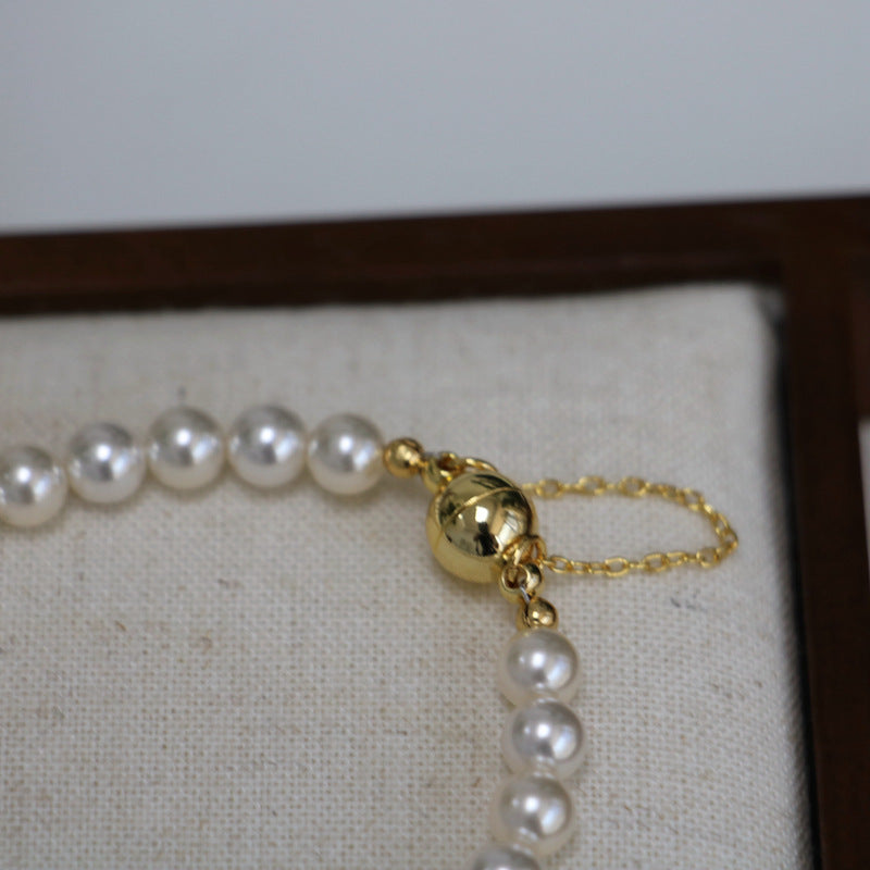 Temperament Fashion French Ball Magnet Buckle Necklace Bracelet Glass Pearl Bracelet