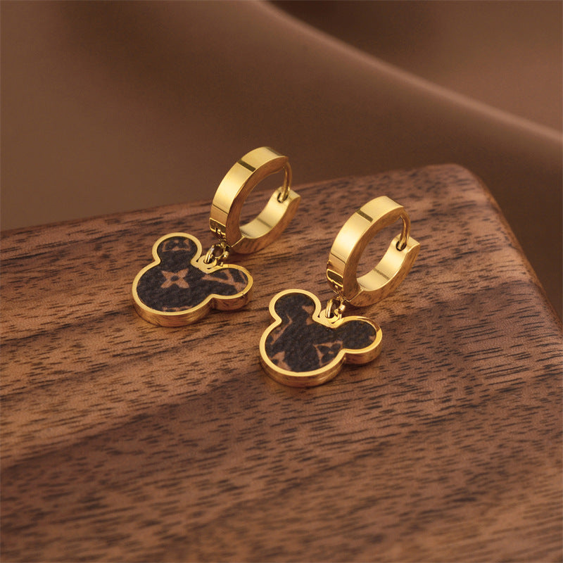 Fashion Titanium Steel Does Not Fade Short Ear Buckle Simple Geometric Rose Gold Earrings Stud Earrings