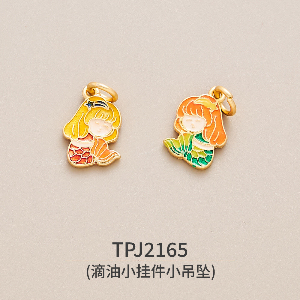 Copper, Ancient Gold, Color-preserving Dripping Oil, Small Pendant, Small Pendant, National Style Bracelet, Bracelet, Jewelry Accessories, Peace Talisman, Lucky Character