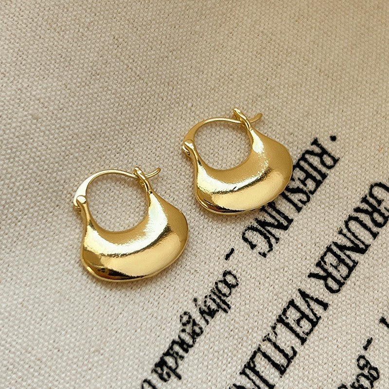 Retro Hong Kong Style Temperament Stud Earrings Female Explosion Internet Celebrity Niche High Sense Gold Earrings