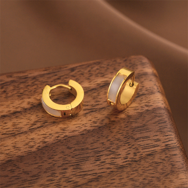 Fashion Titanium Steel Does Not Fade Short Ear Buckle Simple Geometric Rose Gold Earrings Stud Earrings