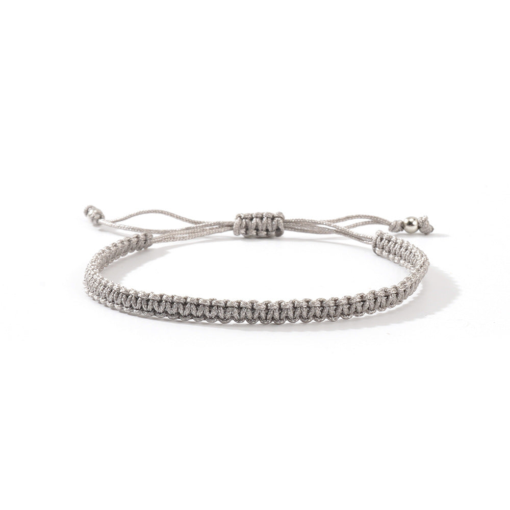 Hot-selling Solid Color Hand-woven Hand Rope Fashionable Versatile Men's and Women's Adjustable Bracelet Gift