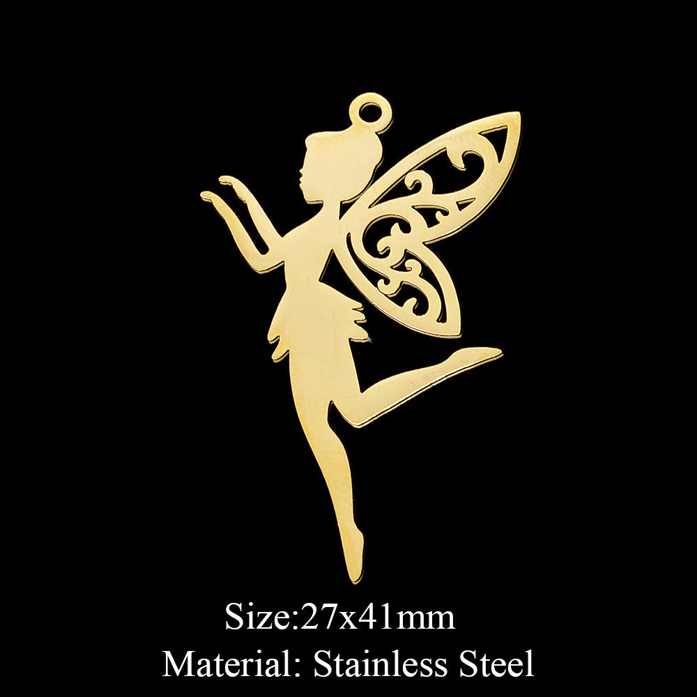 5 Pcs/bag Eye Fairy Face Pendant Geometric DIY Stainless Steel Jewelry Accessories Necklace Pendant