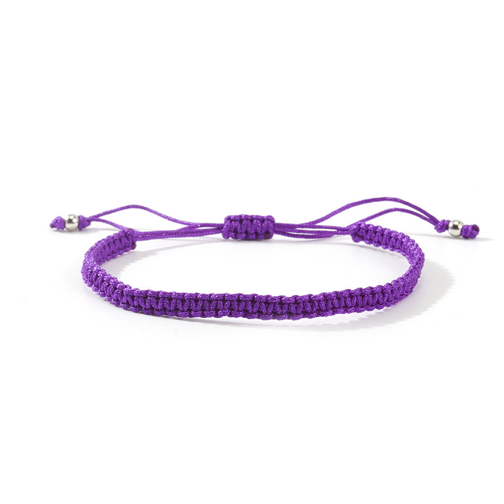 Hot-selling Solid Color Hand-woven Hand Rope Fashionable Versatile Men's and Women's Adjustable Bracelet Gift