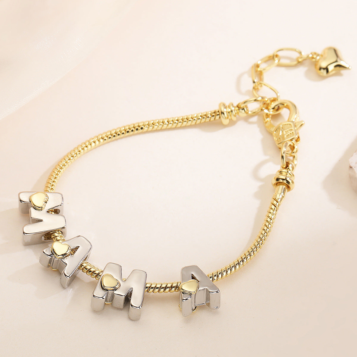 Two-color Electroplating Contrasting Color MAMA Bracelet Women's Design Sense Niche Personality Mother's Day Gift