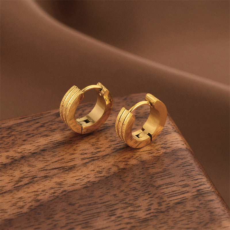 Fashion Titanium Steel Does Not Fade Short Ear Buckle Simple Geometric Rose Gold Earrings Stud Earrings