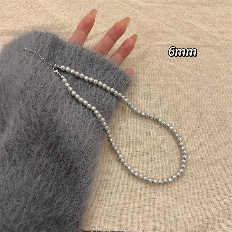 Aobai Magnetic Buckle Round Pearl Necklace Female Fashion Celebrity Neck Chain Temperament Design Advanced Sense Collarbone Chain