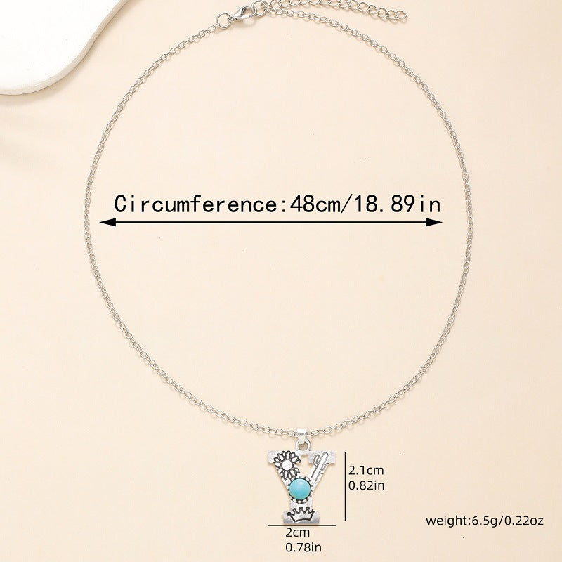 Western Wind Alloy English Alphabet Necklace Mother's Day Gift