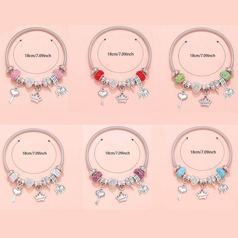 Explosive DIY Pink Love Pendant Bracelet Light Luxury Point Diamond Jewelry Temperament Versatile Bracelet Wholesale