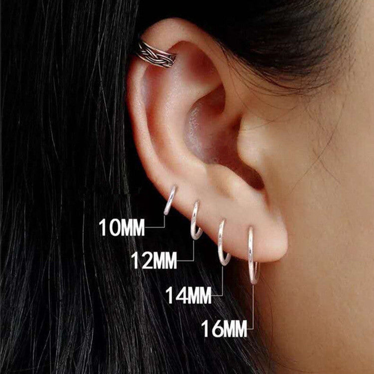 Silver Earrings S925 Circle Women's Circle Retro Tassel Personality Fashion Simple Earrings Ear Buckle Exquisite Light