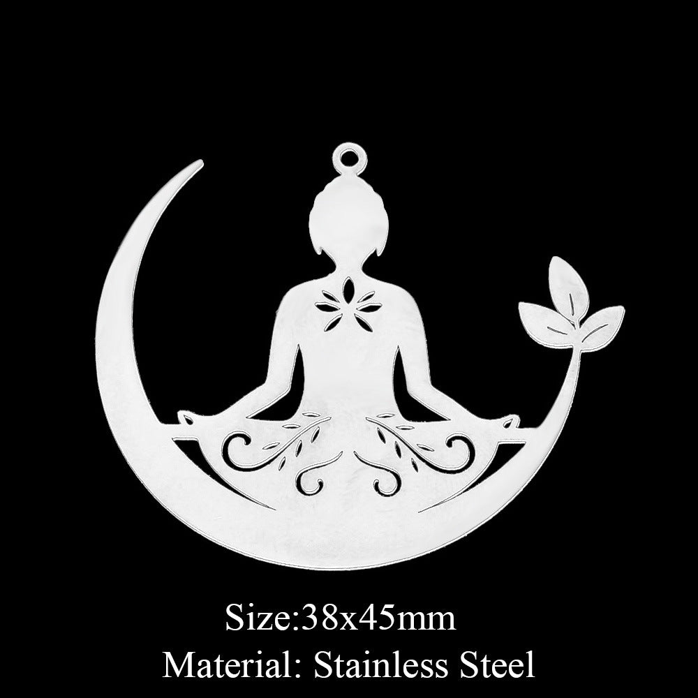 5 Pcs/bag Eye Fairy Face Pendant Geometric DIY Stainless Steel Jewelry Accessories Necklace Pendant