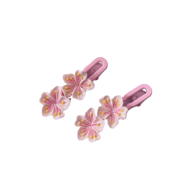 Pink Sweet Cherry Blossom Hairpin Side Girl Bangs Broken Hairpin Girl Flower Hair Band Back Head Female Hair Accessories