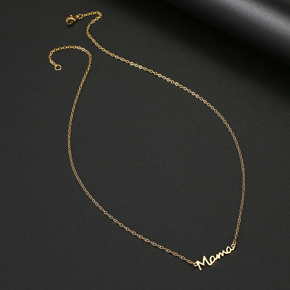 Mother's Day Series Mama Necklace English Letter Pendant, Titanium Steel Personalized Necklace Explosive Jewelry