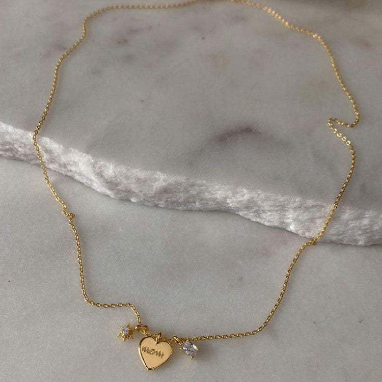 Mother's Day Necklace Ins Wind Letter Mom Zircon Mama Necklace Love Pendant Color Retention