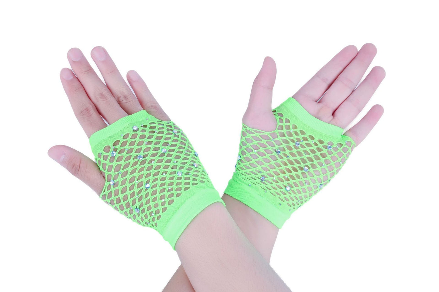 European and American Fashion Flash Diamond Short Sex Fishing Net Gloves Party Punk Decorative Half-finger Gloves Wholesale