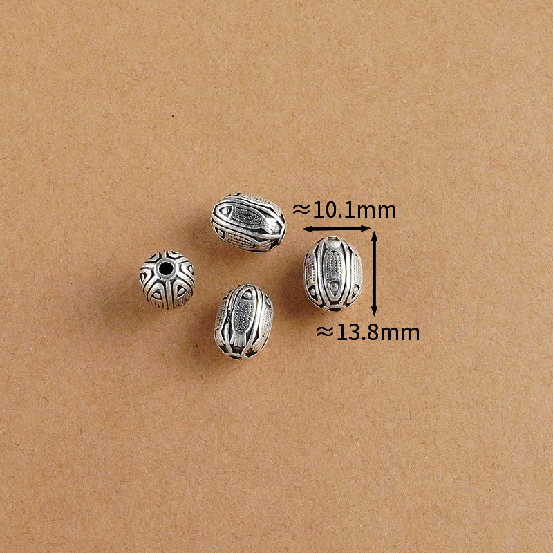 Silver Jewelry Bead Partition Accessories DIY Bracelet Handmade Beading Accessories Running Ring Accessories Thai Silver Chiang Mai Silver Large Bead Partition