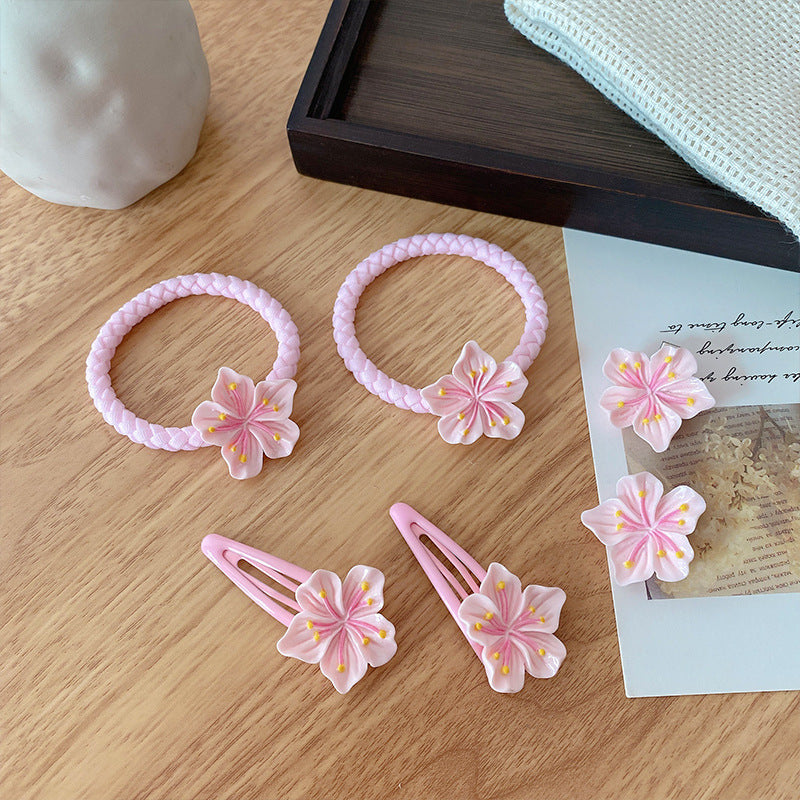 Pink Sweet Cherry Blossom Hairpin Side Girl Bangs Broken Hairpin Girl Flower Hair Band Back Head Female Hair Accessories