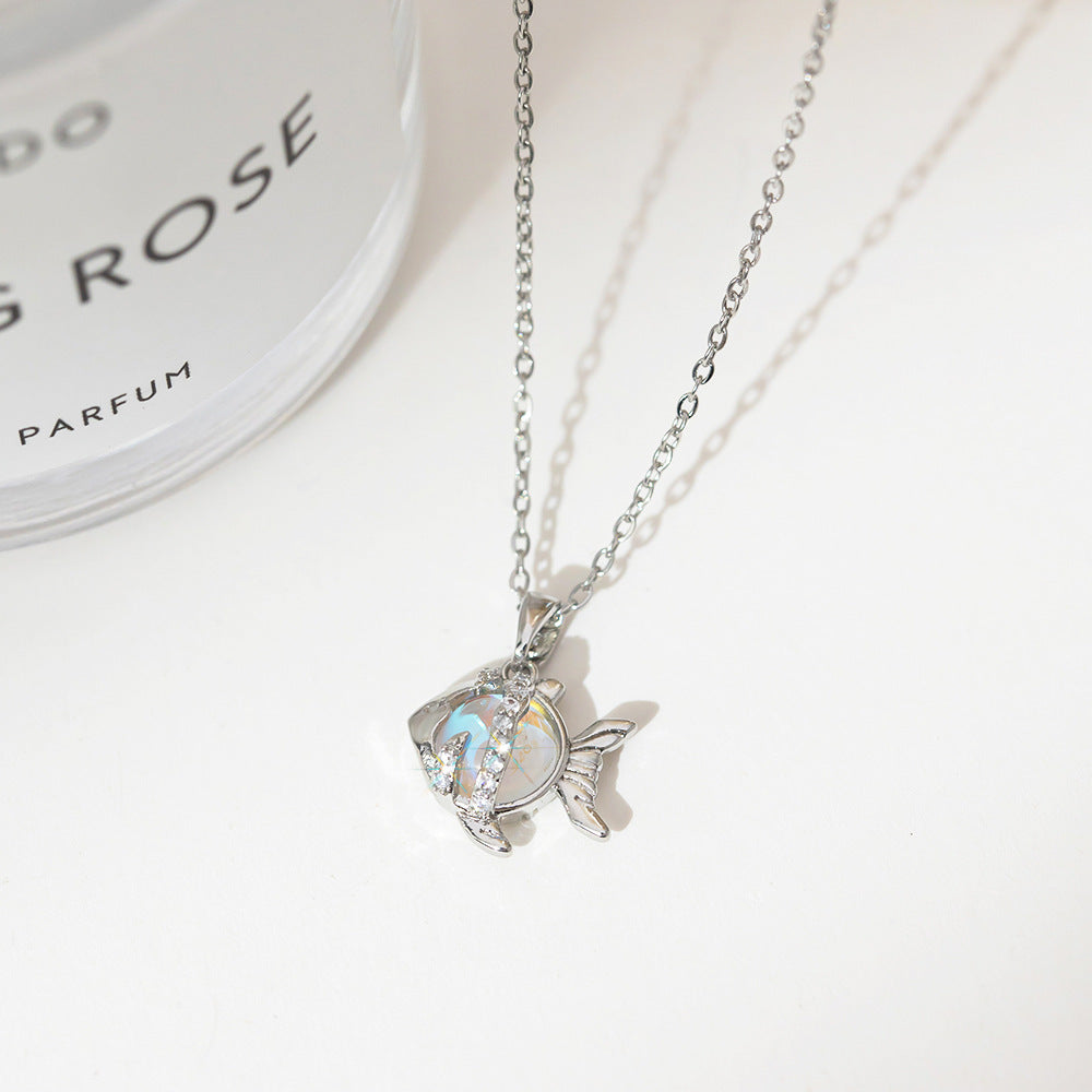 Summer Silver Titanium Steel Non-fading Necklace Women's Fashion Light Luxury Pendant Girls Necklace