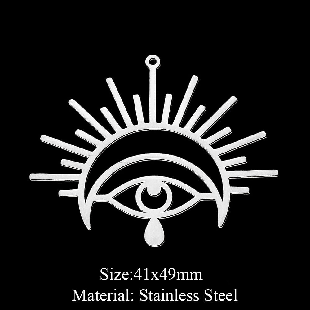 5 Pcs/bag Eye Fairy Face Pendant Geometric DIY Stainless Steel Jewelry Accessories Necklace Pendant