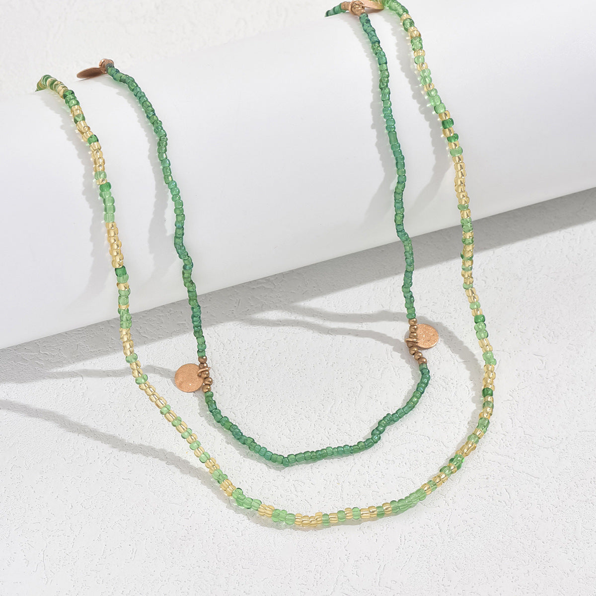 European and American Jewelry Summer Gold Disc Rice Bead Anklet Creative Bracelet Multi-purpose Beach Trend Two-piece Set