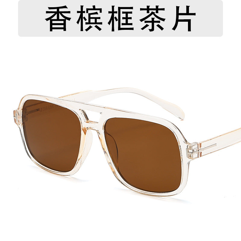 Wholesale Large Frame Glasses Overseas Fashion Texture Matching Sunglasses Spring New Double Beam Sunglasses